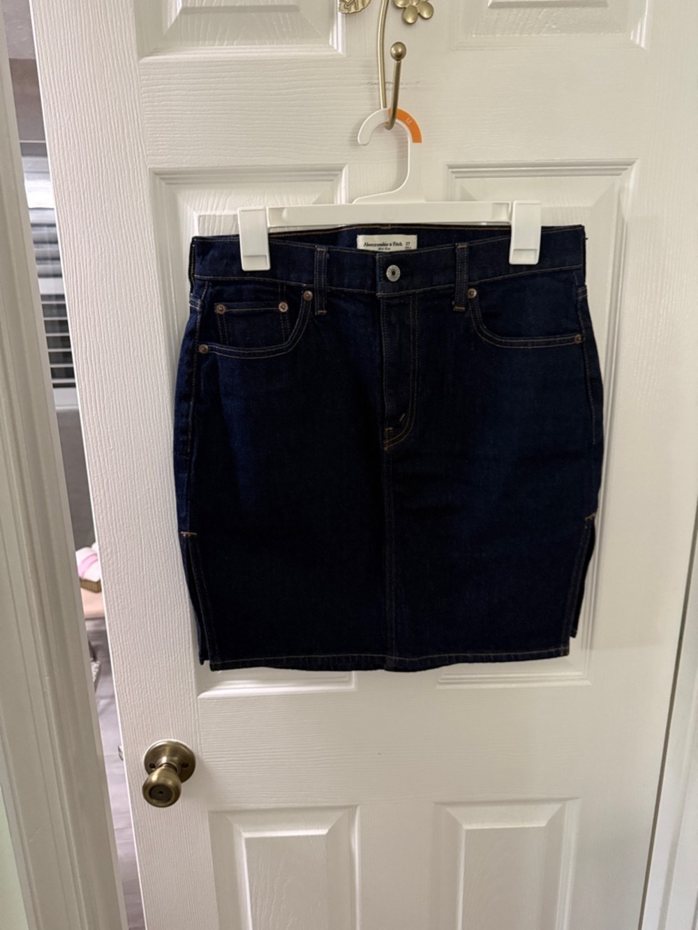 Abercrombie & Fitch Deep Indigo Denim Mid rise denim Skirt